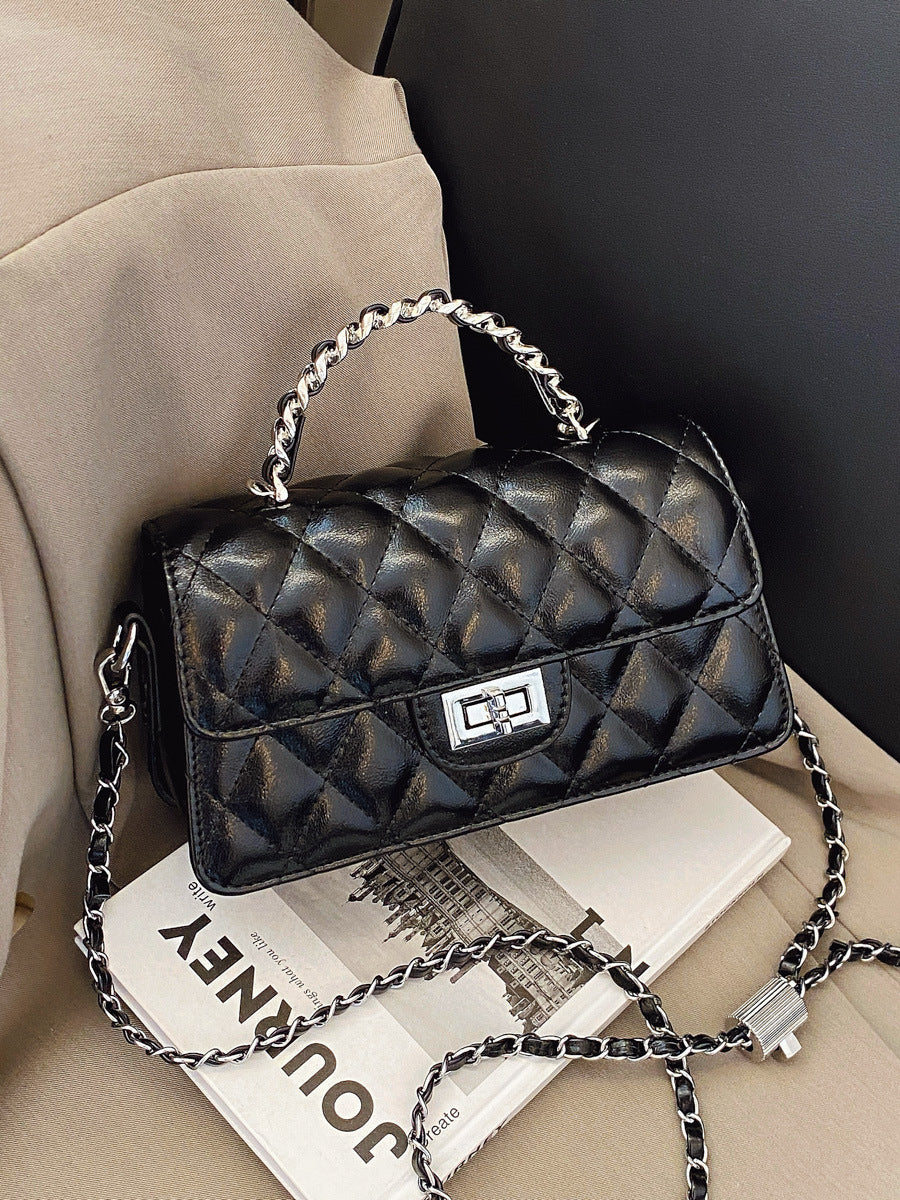 Trendy Classic Style Chain Advanced Texture Diamond Pattern Women's Shoulder Bag