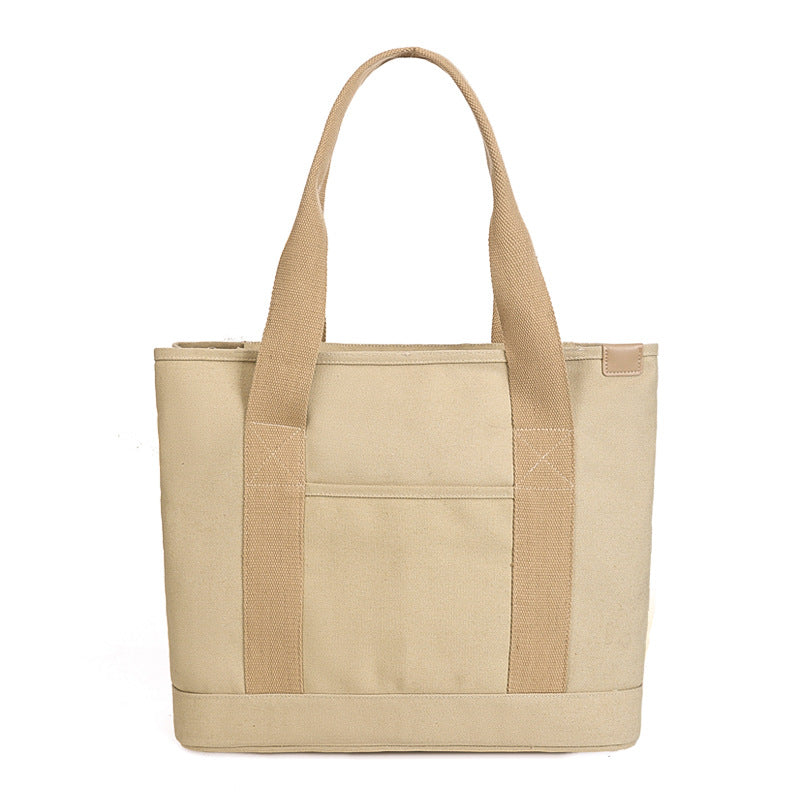 Book Holding Canvas Female Large Capacity Commuter Simple Solid Tote Bag
