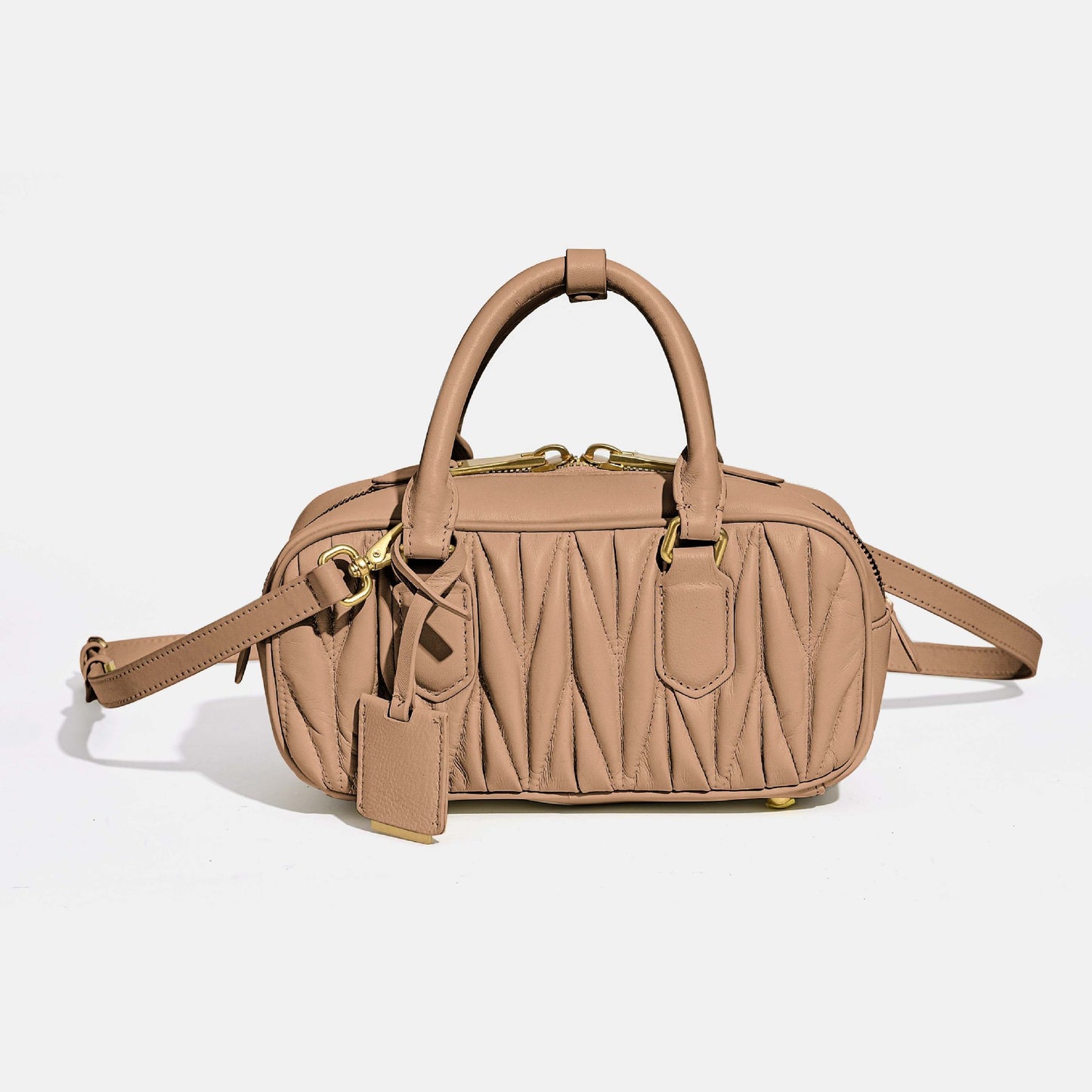 Women's Sheepskin Pleated Bowling Niche High-grade Boston Women's Handbag