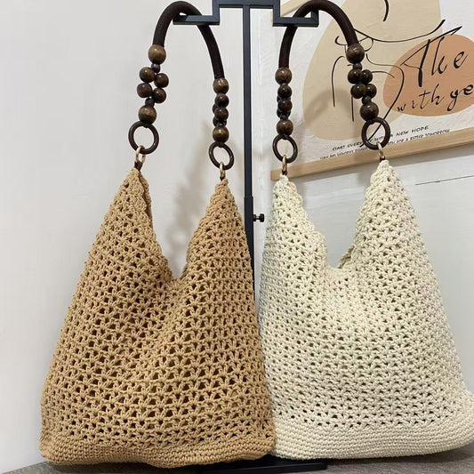 High-grade Lace Hand-woven Beads Niche Cotton String Vacation Seaside Bags