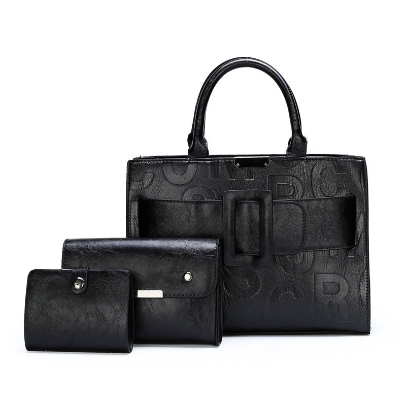 Women's Letter Pattern Three-piece Portable Embossed Bags