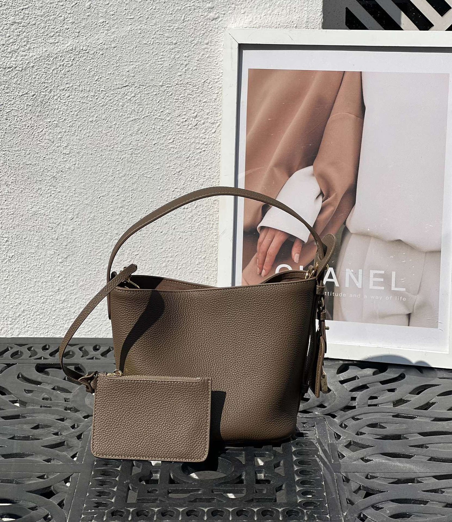 Women's Top Layer Leather Fashion Retro Bucket Bag