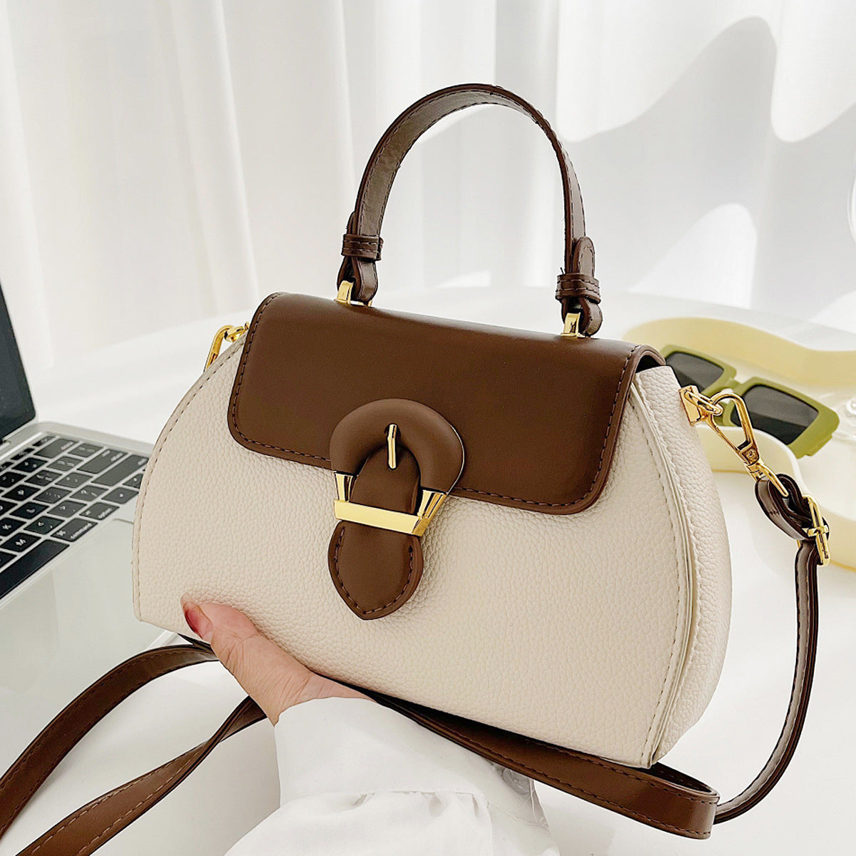 Women's Retro Color Contrast Patchwork Niche Design Women's Handbag
