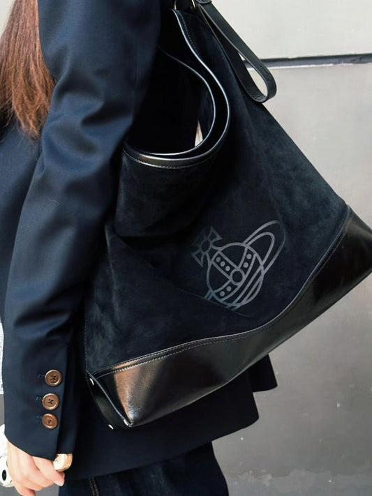 Saturn Suede Hobo Punk Large Capacity Tote Bags
