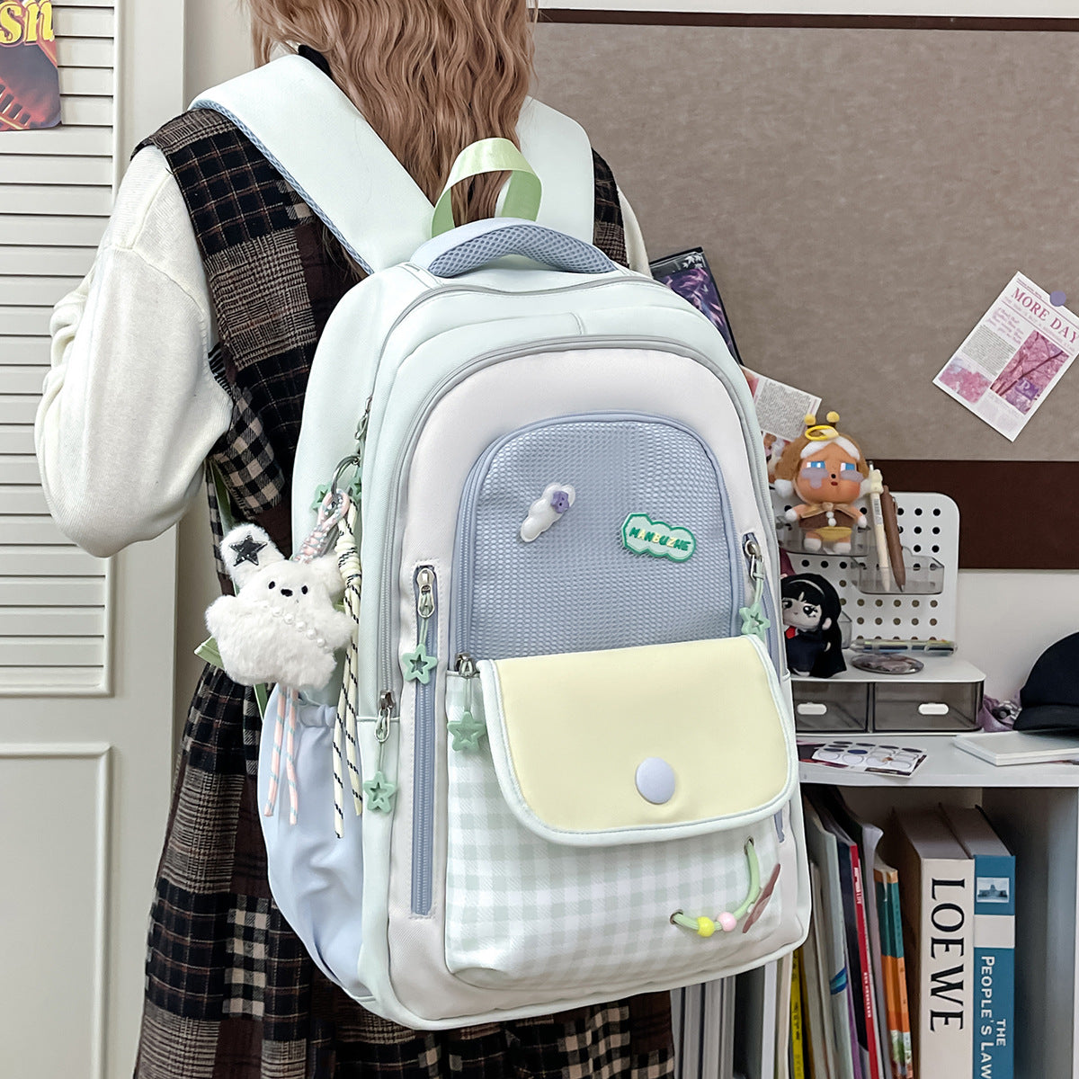 Style Good-looking Dopamine Contrast Color Everyday Joker Large Women's Backpack