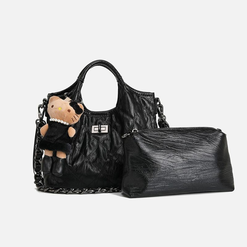 Women's Fashion Rhombus Portable Vegetable Basket Versatile Handbags
