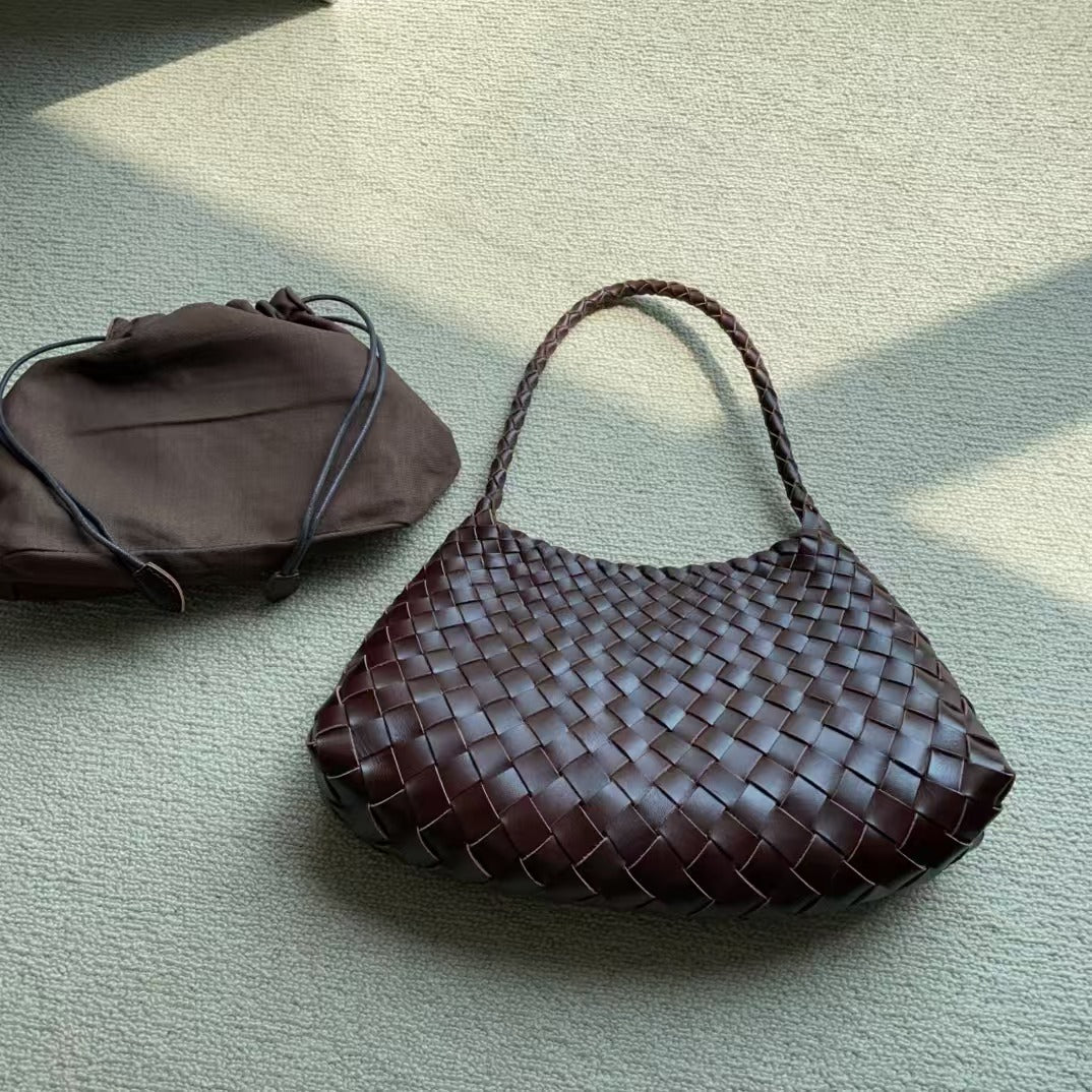 Charming Women's Cowhide Woven Vintage Baguette Handbags