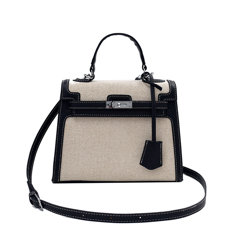 Women's High-grade Retro Portable Kelly Linen Stitching Bags