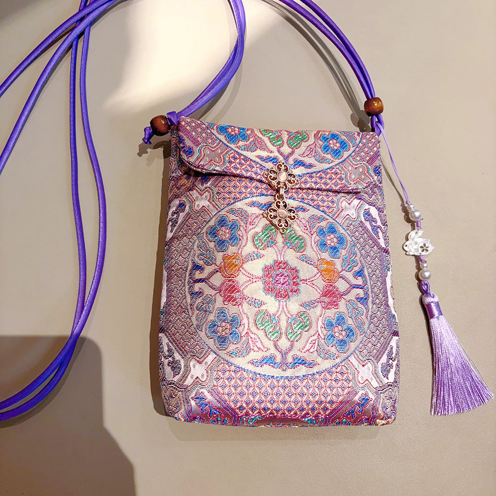 Chinese Style Brocade Embroidery Mobile For Women's Messenger Bag