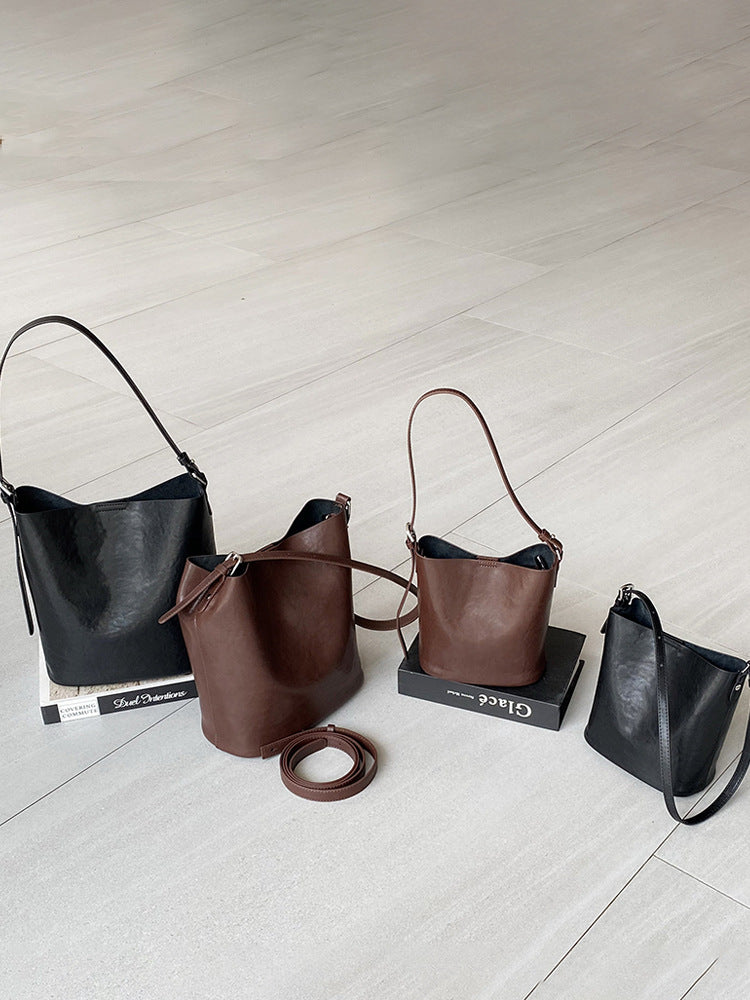 Slouchy Women's Fashion Simple Versatile Cowhide Shoulder Bags