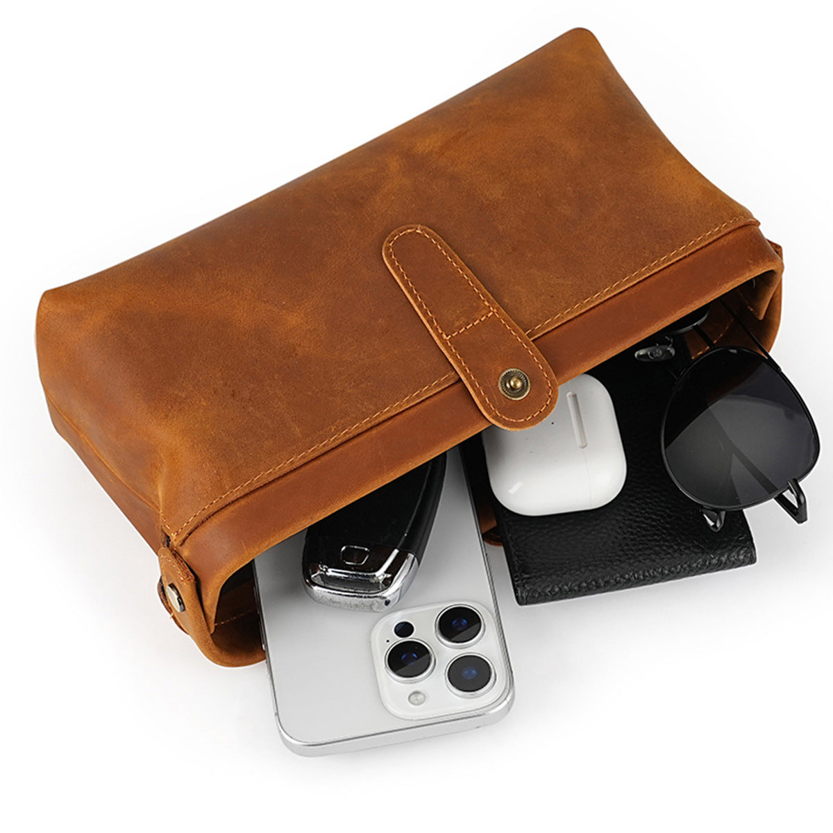 First Layer Cowhide Wash Cosmetics Storage Mobile Genuine Bags