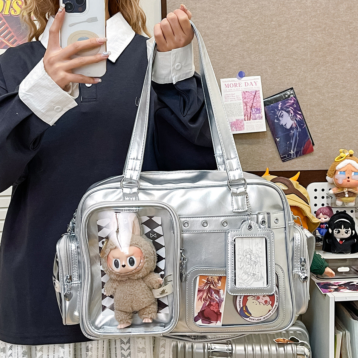 Light Valley Large Capacity Star Chasing Person Doll Two Shoulders Women's Shoulder Bag
