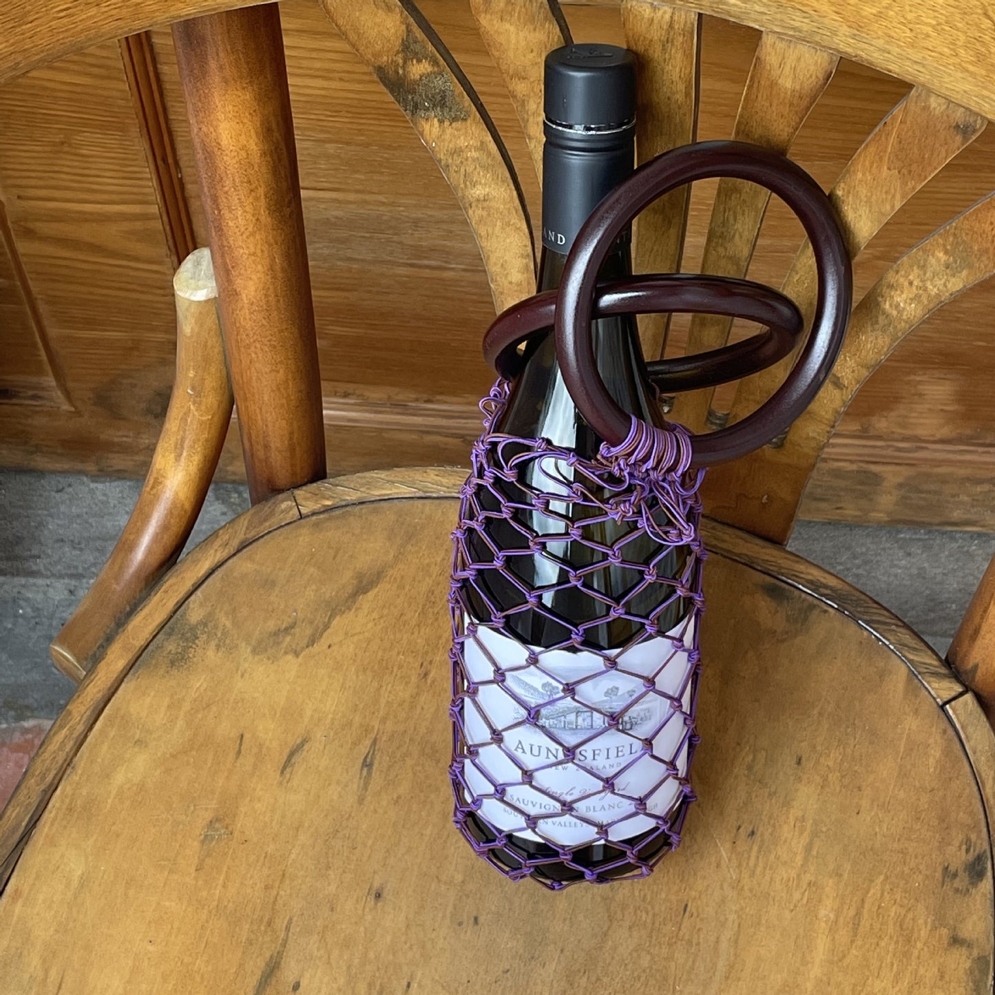 Tighten Rope Wood Red Wine Kettle Net Women's Handbag
