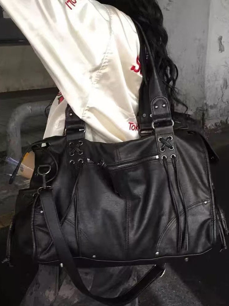 Women's Niche Large Capacity Retro Rivet Strap Tote Bags
