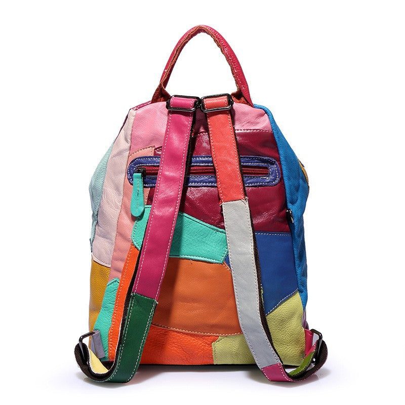 Women's Summer Fashion Color Contrast Large Capacity Out Colored Mosaic Women's Backpack