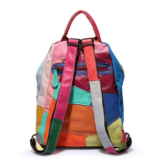 Women's Summer Fashion Color Contrast Large Capacity Out Colored Mosaic Women's Backpack