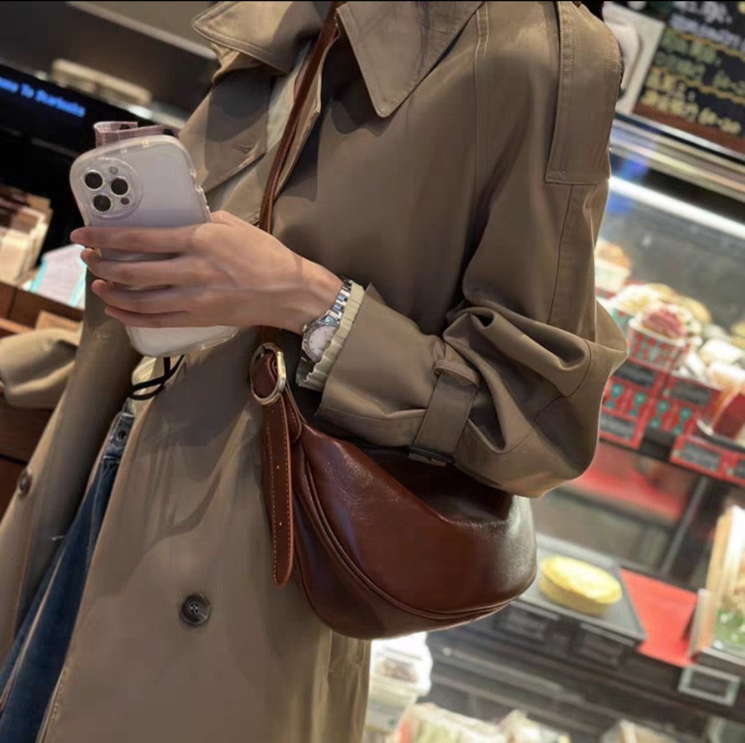 Women's Genuine Leather Fashion Underarm Dumpling Retro Commuter Female Bucket Bag