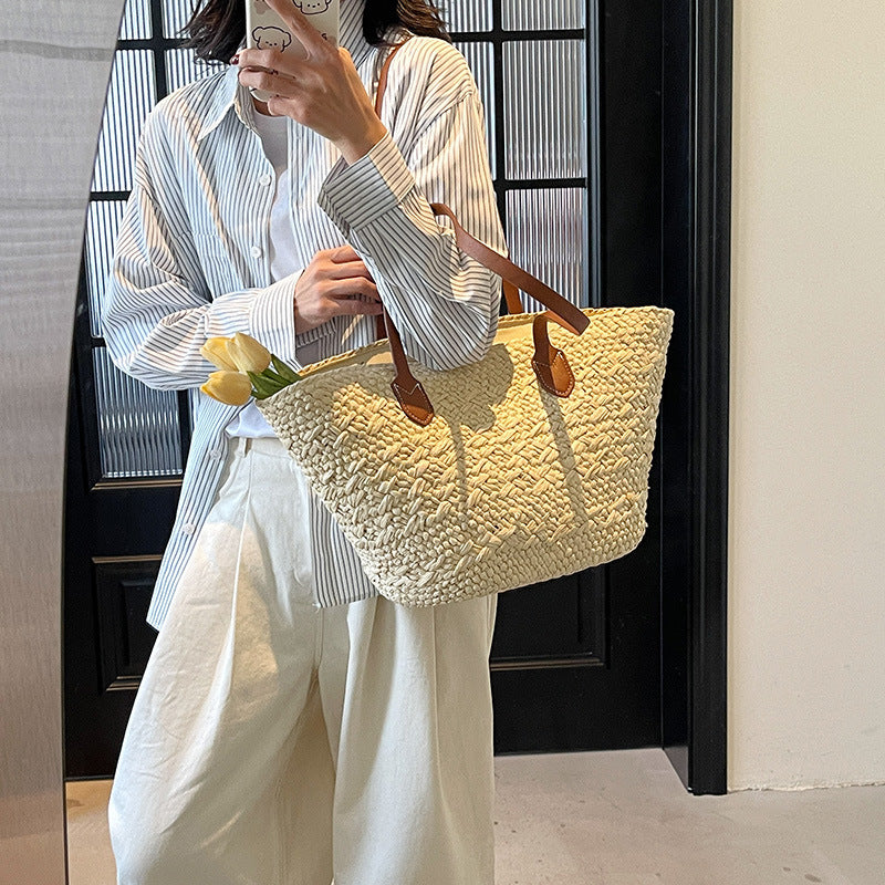 Women's Beach Holiday Popular Woven Large Capacity Totes Commuting Shoulder Bags