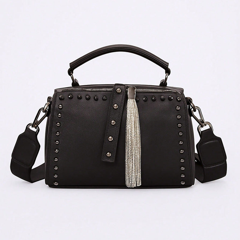 Women's Personality Rivets Tassel Pillow Versatile High Quality Women's Messenger Bag