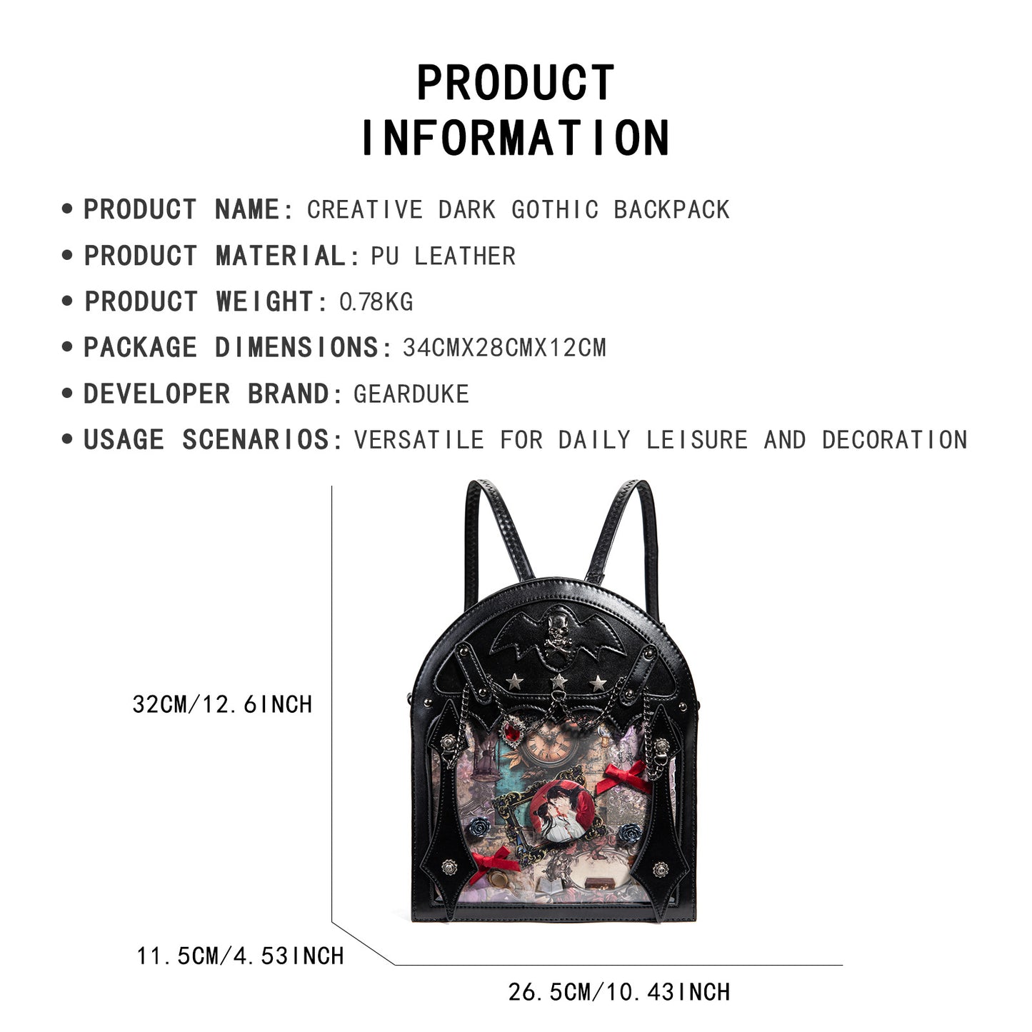 Women's Gothic Wind Pain Culture Niche Dark Women's Backpack