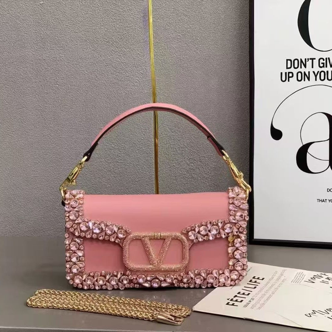 Women's Retro Sequin Drill Chain Fashion Genuine Women's Messenger Bag
