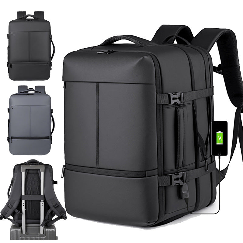 Men's Large Capacity Commuter Practical Scalable Printed Backpacks