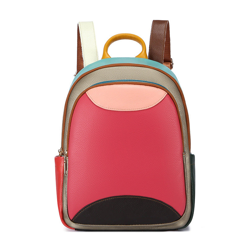 Women's Leather Fashion Trend Multicolor First Layer Cowhide Women's Backpack