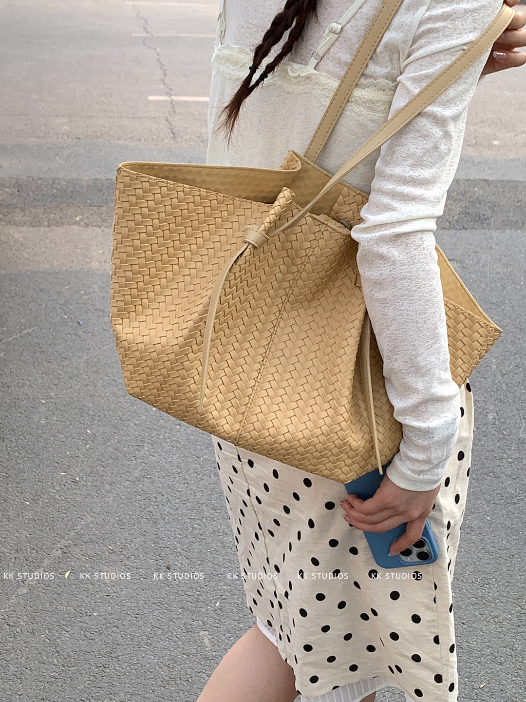 Women's Large Capacity Woven Vegetable Basket Simple Underarm Bag