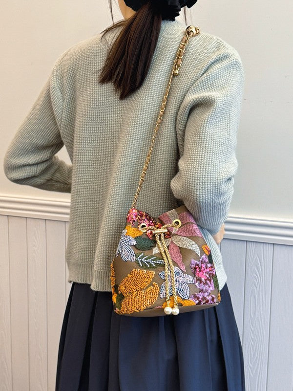 Women's Sequin Contrast Color Mesh Embroidery Stitching Trendy Bags