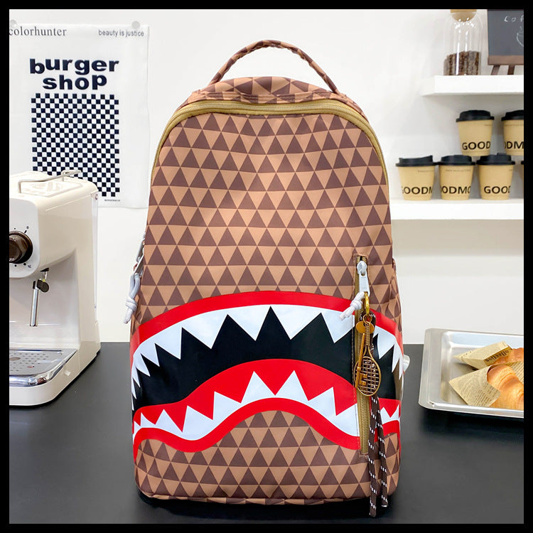 Creative Shark Funny Ugly Cute Large Capacity Leisure Backpack