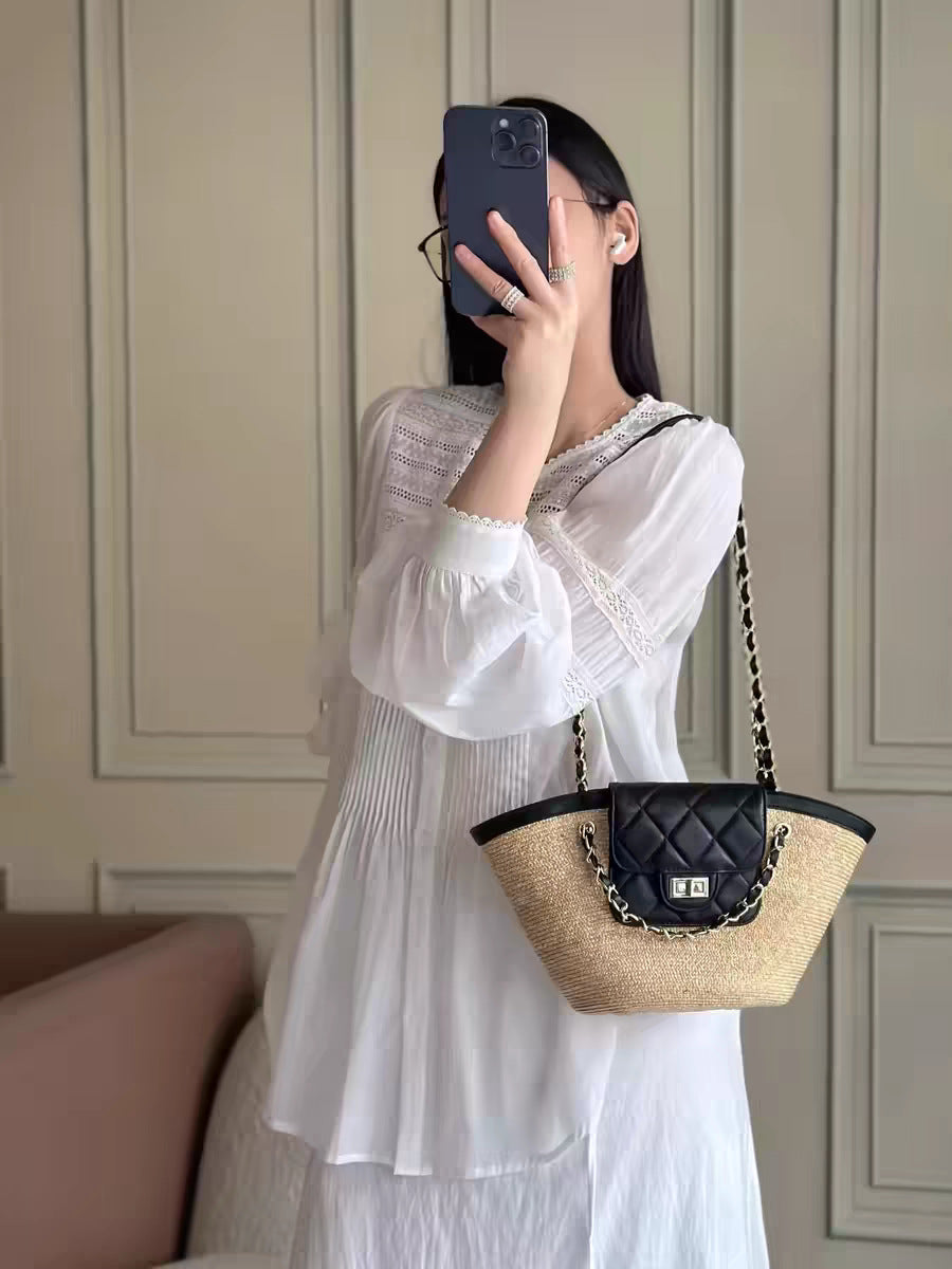 Women's Style Vegetable Basket Woven Seaside Handmade Women's Shoulder Bag
