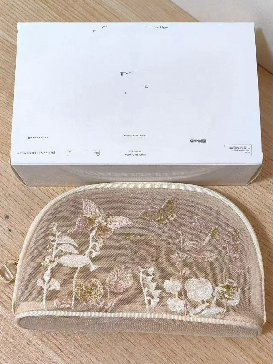 Di Mesh Embroidered Butterfly Portable Storage Makeup Bag