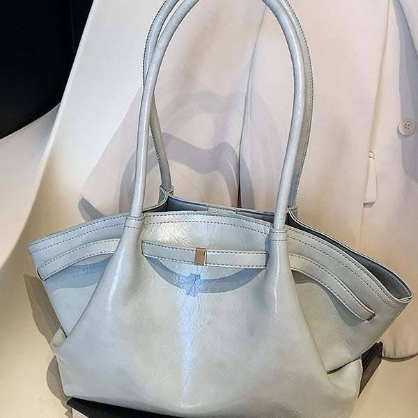 Women's Large Capacity Niche Underarm Pleated Commuter Tote Bag