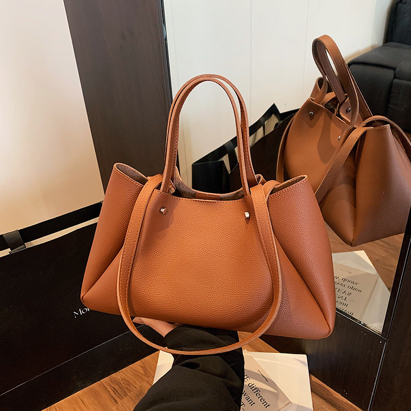 Women's High-grade Lychee Pattern Fashion Style Design Handbags
