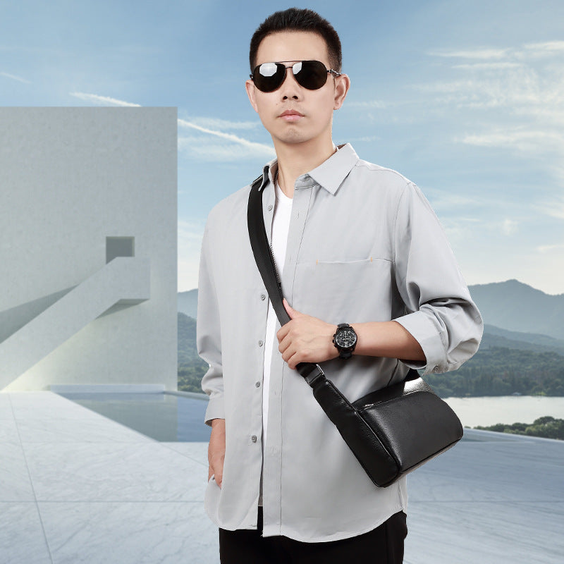 Men's Leather Unisex Korean Style Trendy First Layer Shoulder Bags