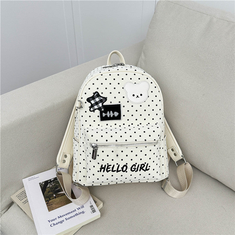 Korean Style Cute Bunny Polka Dot Simple Large Capacity Lightweight Backpacks