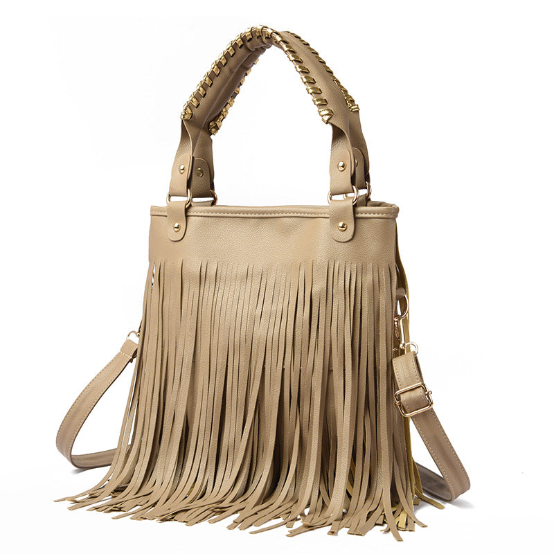 Women's Fashion Trendy Grace Big Ding Tassel Large Capacity Handbags