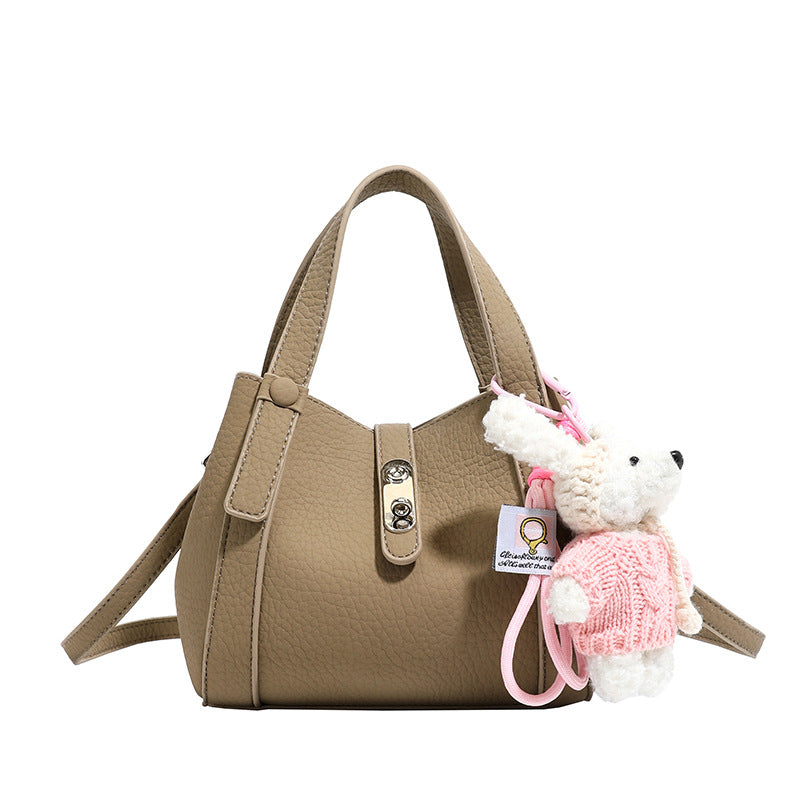 Women's Soft Leather Niche Lychee Pattern Vegetable Basket Bags