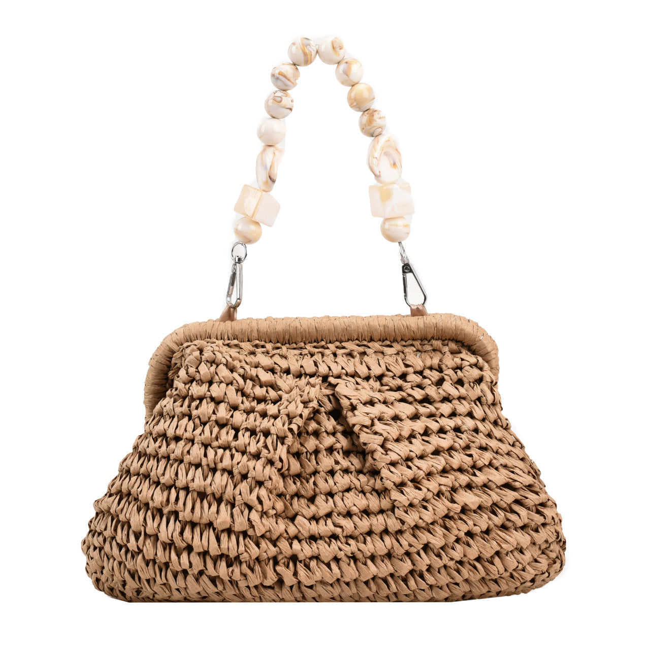 Vacation Style Beach Straw Summer Beaded Underarm Design Women's Handbag