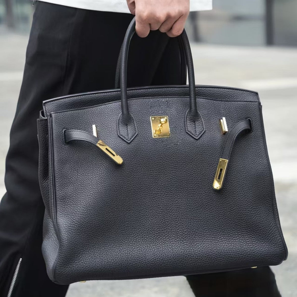 Trendy Lychee Pattern Portable Commuter Female Gold Women's Handbag