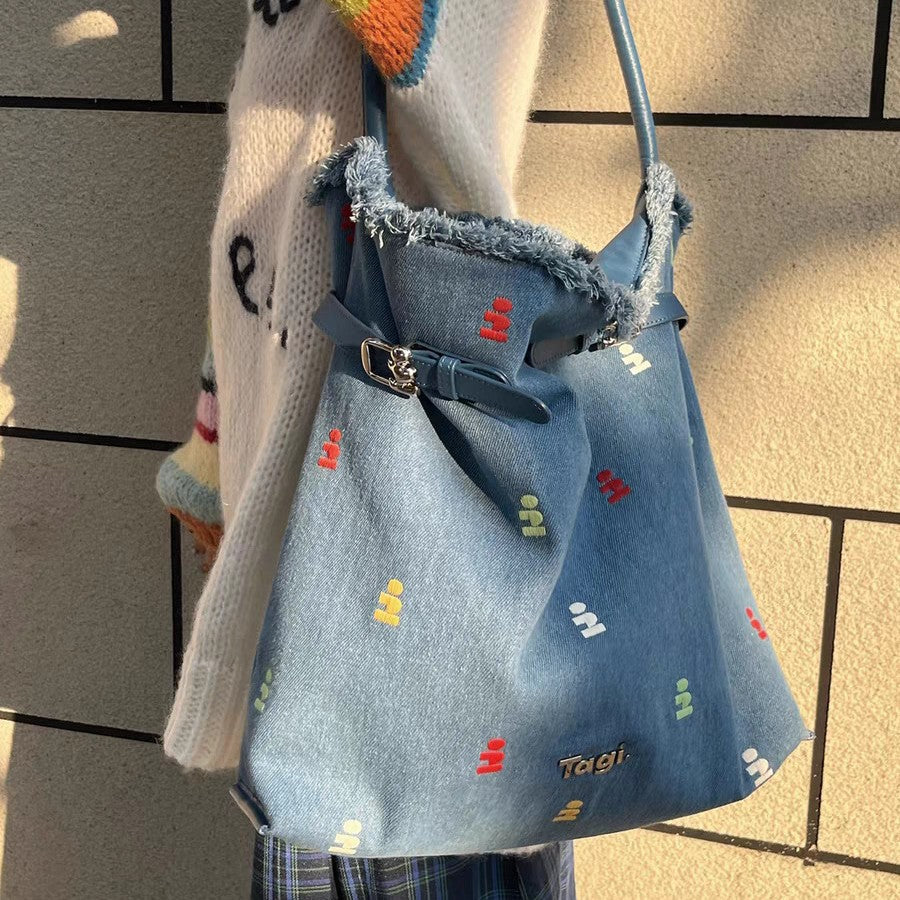 Imagination Straw Commuter Large Capacity Canvas Portable Tote Bag