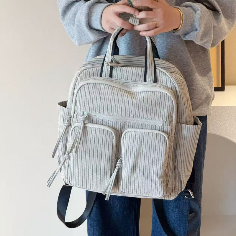 Niche Solid Color Large Capacity Daily Class Leisure Backpack