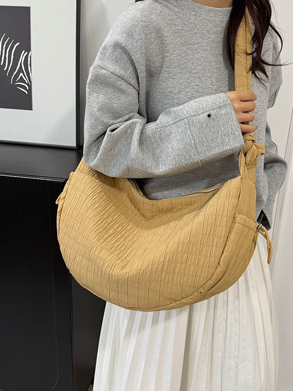 Women's Good-looking Design Striped Pleated Dumpling Lightweight Women's Messenger Bag