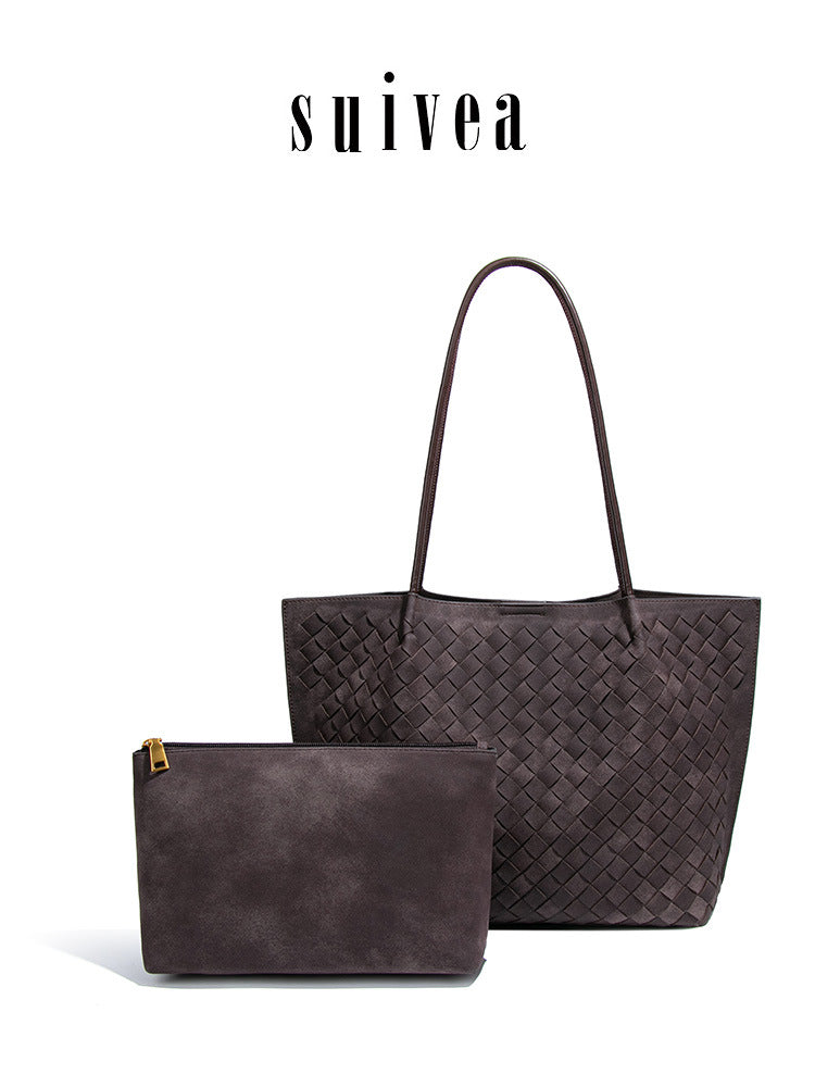 Retro Affordable Luxury Matte Leather Woven Underarm Bags