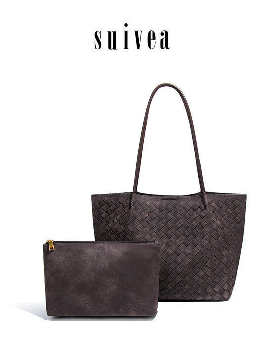 Retro Affordable Luxury Matte Leather Woven Underarm Bags