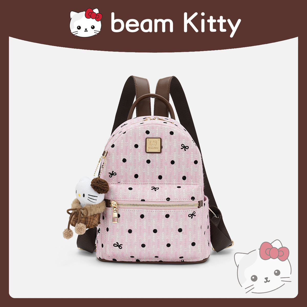 Live Direct Hair Trendy Fashion Pink With Dots Leisure Backpack