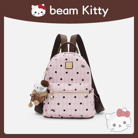 Live Direct Hair Trendy Fashion Pink With Dots Leisure Backpack