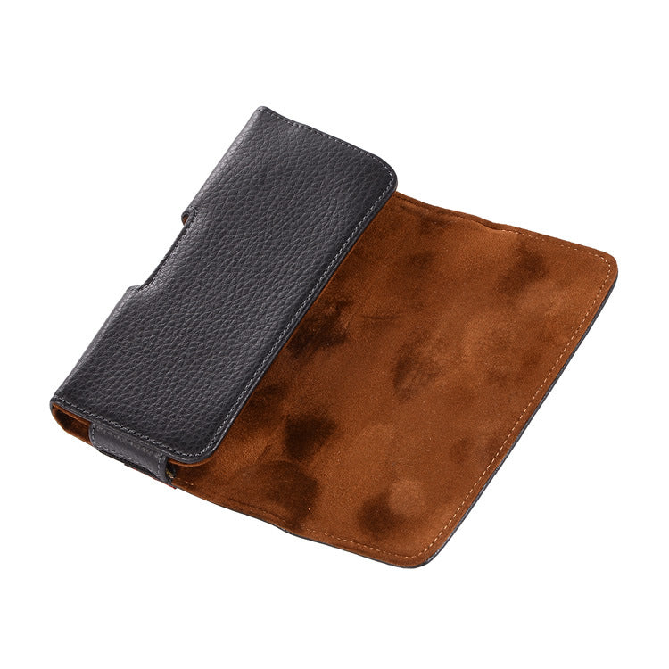 Men's Horizontal Old Cow Wear Hanging Magnetic Flip Single Layer Bags