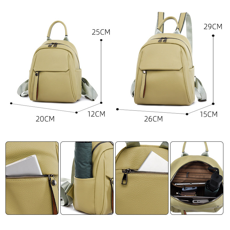 Women's Female Soft Leather Fashion Artistic Wind Women's Backpack