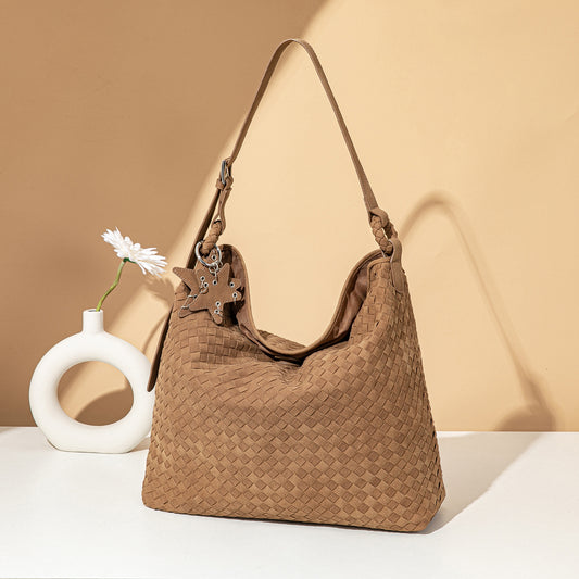 Suede Woven Design Simple Commute Large Tote Bag